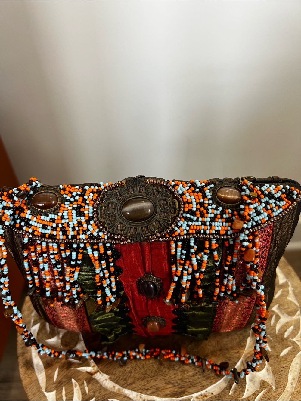 Rare Vintage Mary France Ember Oracle Beaded Fringe Women's Shoulder Bag - Picture 2 of 13